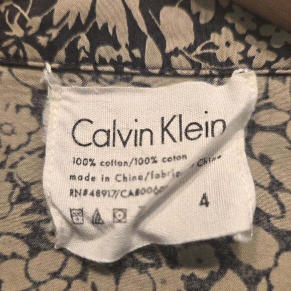 Calvin Klein Vintage Cotton Floral Short Sleeve Button Down  Shirt SZ 4 - Picture 8 of 8
